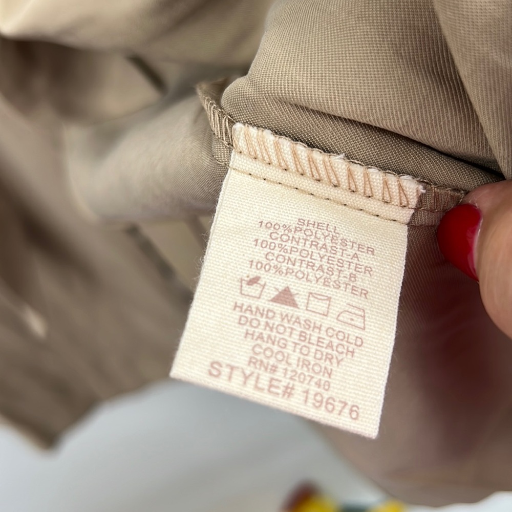 NWT Mystree Trench Coat Khaki Mustard Belted Pockets Flowing Detailed Piping - Picture 9 of 13